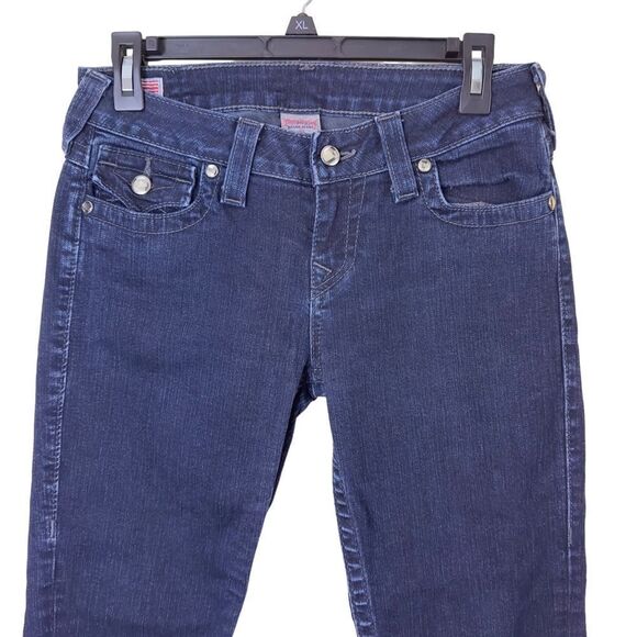 True Religion Cropped Becky Blue Jeans Size 28 - Picture 3 of 10